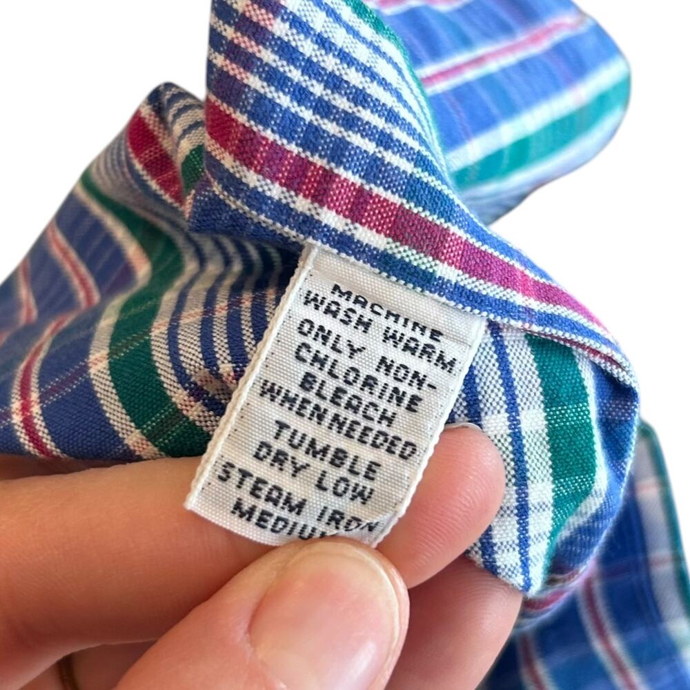 Ralph Lauren Blake Plaid Shirt 2-Ply Cotton Blue Green Pink L - Picture 13 of 15